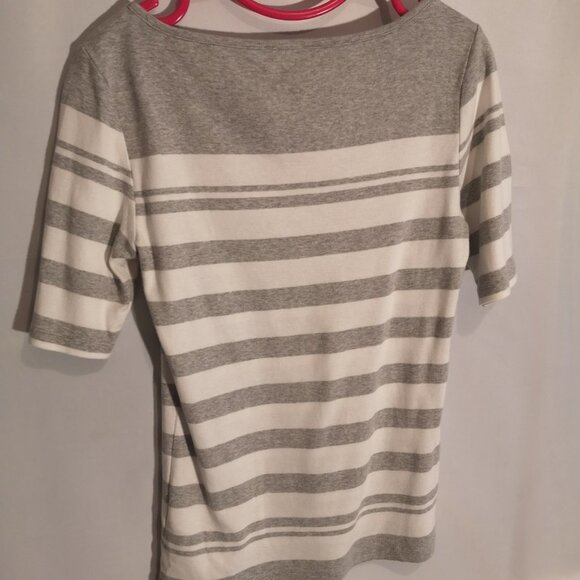 Tommy Hilfiger Ladies Size Medium Grey & White Stripe Short Sleeve T-shirt - Picture 2 of 4